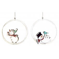 Χριστουγεννιάτικoς Ξύλινoς Χιονάνθρωπος Λευκός (24cm)